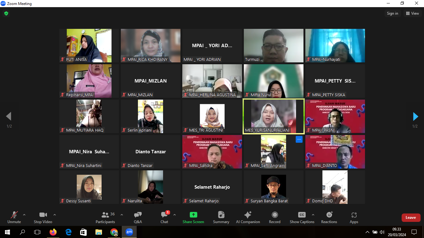 Program Matrikulasi Mahasiswa Baru Pascasarjana IAIN SAS Babel Semester Genap TA. 2023/2024