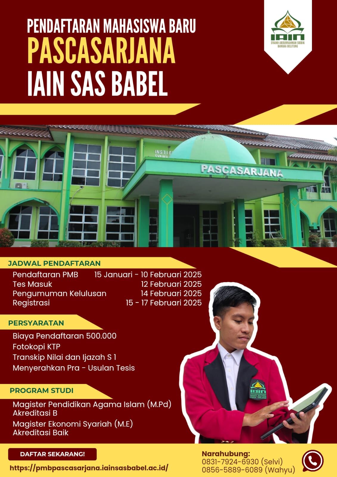 Penerimaan Mahasiswa Baru Semester Genap TA. 2024/2025 Program Pascasarjana