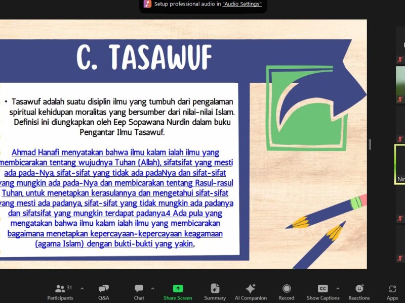 Perkuliahan Islamic Studies Oleh Prof. Dr. Hadarah, M.Ag