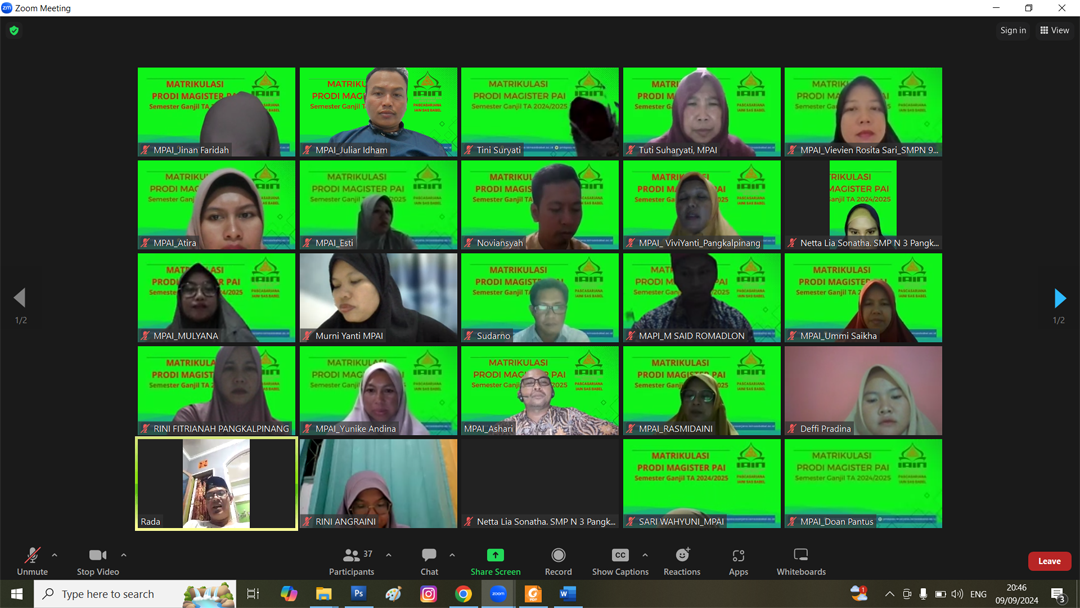 Program Matrikulasi Mahasiswa Baru Pascasarjana IAIN SAS Babel Semester Ganjil TA. 2024/2025