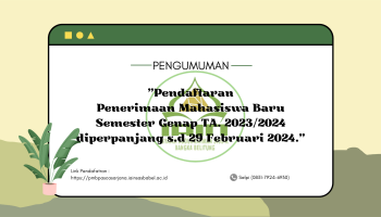 Perpanjangan Jadwal Penerimaan Mahasiswa Baru Program Pascasarjana IAIN SAS Babel Semester Genap Tahun Akademik 2023/2024